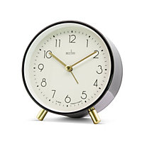 Acctim Fossen Analogue Alarm Clock Contemporary Metal Case Backlight Easy Set Alarm Black
