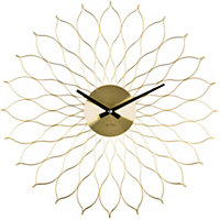Acctim Helios Large Wall Clock Quartz Geometric Flower Brass Effect Metal Frame 50cm