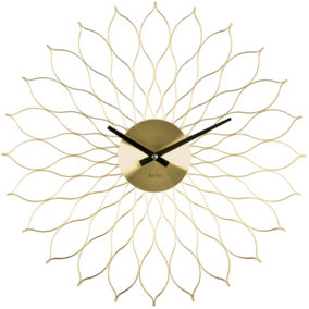 Acctim Helios Large Wall Clock Quartz Geometric Flower Brass Effect Metal Frame 50cm