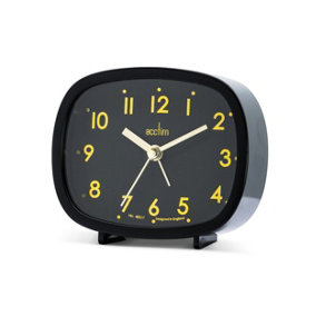 Acctim Hilda Analogue Alarm Clock Non Ticking Sweep Crescendo Alarm Backlight Retro Black