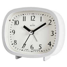 Acctim Hilda Analogue Alarm Clock Non Ticking Sweep Crescendo Alarm Backlight Retro White