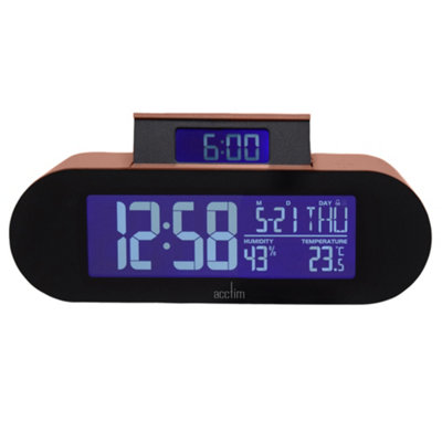 Acctim Delaware Digital Alarm Clock - Radio Controlled With Dual Couples Alarm - LED Display - White/Black