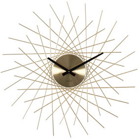 Acctim Lohne Large Wall Clock Quartz Spoke Geometric Spun Metal Gold 50cm