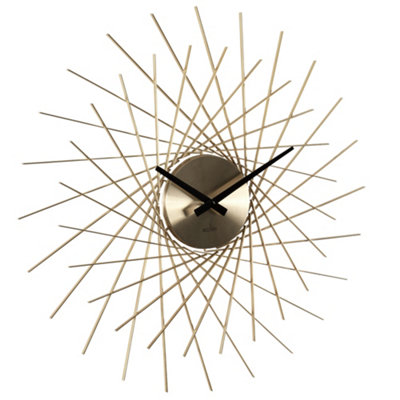 Acctim Lohne Large Wall Clock Quartz Spoke Geometric Spun Metal Gold 50cm