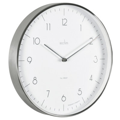 Acctim Madison Wall Clock Quartz Modern Brushed Metal Case Foil ...
