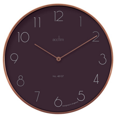 Acctim Madison Wall Clock Quartz Modern Brushed Metal Case Foil Embossed Soot 35cm