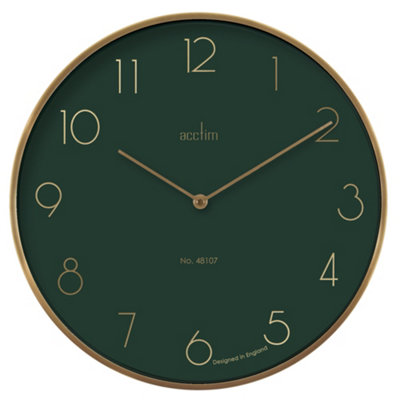 Acctim Madison Wall Clock Quartz Modern Brushed Metal Case Foil Embossed Urban Jungle 35cm