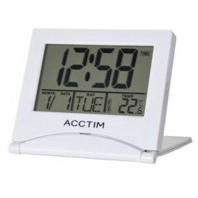 Acctim Mini Flip II Travel LCD Alarm Clock White (One Size)