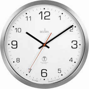 ACCTIM - Radio Controlled Silent Wall Clock 30cm - Brushed Aluminium