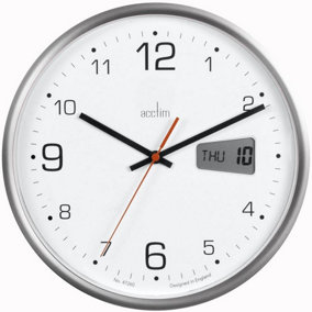ACCTIM - Silent Non-Ticking Wall Clock with LCD Date/Date Display 27cm