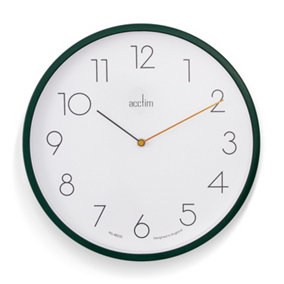 Acctim Taby Wall Clock Quartz Contemporary Minimalist Lotus Green 35cm
