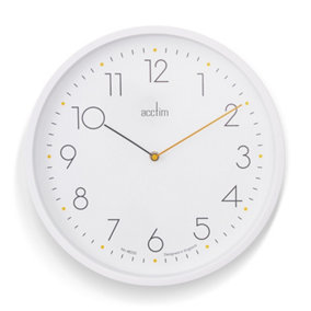 Acctim Taby Wall Clock Quartz Contemporary Minimalist White 35cm