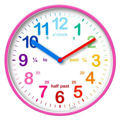 Acctim Wickford Childrens/Kids Time Teach Clock Pink (20cm)