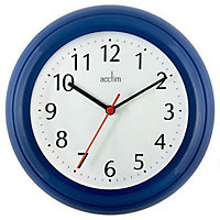 Acctim Wycombe Kitchen Office Quartz Numeric Numbers Wall Clock 22cm 21412 - Blue