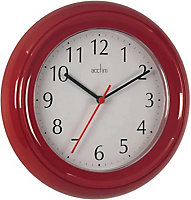 Acctim Wycombe Kitchen Office Quartz Numeric Numbers Wall Clock 22cm 21414 - Red