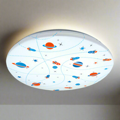 ACEY - CGC Large Round Childrens Bedroom Ceiling LED Light Space Planet Rocket LED Flush Mount