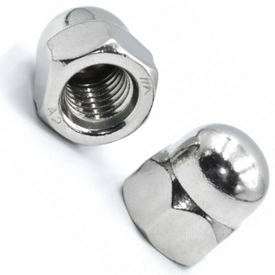 Hex cap nut, high style DIN 1587 steel or stainless steel