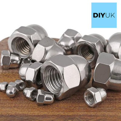 Acorn Nuts M12  Dome Stainless Steel Hex Cap  Pack of: 2 Domed Nuts Rust Resistant Hexagon Nut Cap DIN 1587 A2