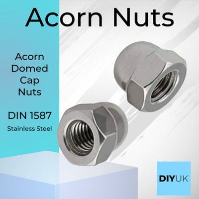 Acorn Nuts M3  Dome Stainless Steel Hex Cap  Pack of: 5 Domed Nuts Rust Resistant Hexagon Nut Cap DIN 1587 A2 - 6