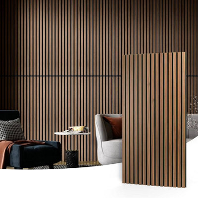 Acoustic Contemporary Walnut wall panel MDF 2440mm x600mm