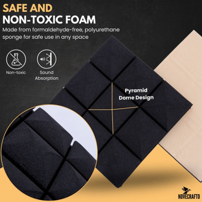 Acoustic Foam Wall Panels Pack of 12 Self-Adhesive (30x30x4.5cm) Peel ...