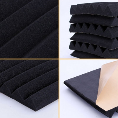 ACOUSTIC FOAM WALL PANELS PACK OF 12 SELF-ADHESIVE (30X30X4.5CM) PEEL ...
