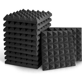 Acoustic Foam Wall Panels Pack of 12 Self-Adhesive (30x30x5cm) -Peel & Stick Sound Proofing Panels for Studio Offices & Game Rooms