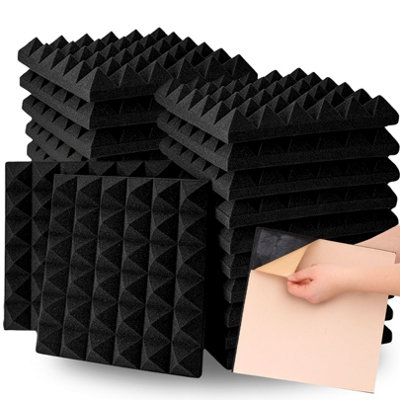 Acoustic Foam Wall Panels Pack of 12 Self-Adhesive (30x30x5cm) -Peel & Stick Sound Proofing Panels for Studio Offices & Game Rooms