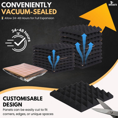 Acoustic Foam Wall Panels Pack of 12 Self-Adhesive (30x30x5cm) -Peel & Stick Sound Proofing Panels for Studio Offices & Game Rooms - 6