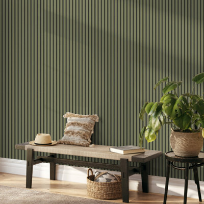 Acoustic Panel Olive Wallpaper - 6