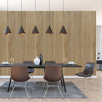 Acoustic Slat Wall Panel - Natural Oak - 2400mm x 600mm