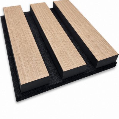 Acoustic Slat Wall Panels Oak 60 x 240CM Pack of 4 Slatted Decorative ...