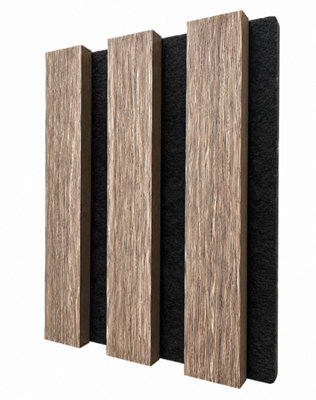 Acoustic Slat Wooden Wall Panels Dark Oak 600MM x 2400MM Pack Of 4 ...