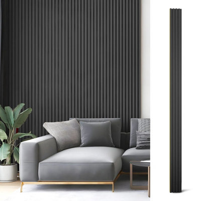 Acoustic Slatted Matte Black wall panel KIT MDF 2440mm x 600mm