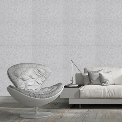 Acoustic Wall Panels Set of 12 Silver Grey Felt Plain Decorative Wall Panel