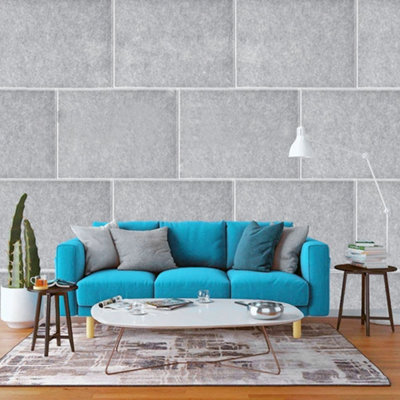 Acoustic Wall Panels Set of 12 Silver Grey Felt Plain Decorative Wall Panel