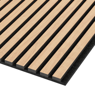 Acoustic Wood Slat Wall Panel in Classic Oak 240cm x 60cm 4 Pack by ...