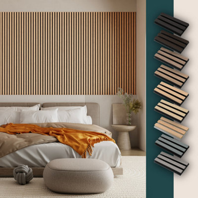 Acoustic Wood Slat Wall Panel in Classic Oak 240cm x 60cm 4 Pack by ...