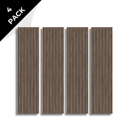 Acoustic Wood Slat Wall Panel in Walnut 240cm x 60cm 4 Pack by Wood ...