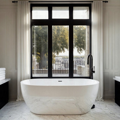 Acrilico Gloss White Compact Freestanding Acrylic Bath 150 x 72cm