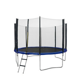 Acrobat 12FT or 366cm Round Outdoor Trampoline with Blue Padding, Safety Enclosure and Ladder