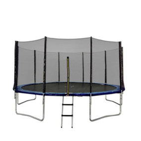 Acrobat 16FT or 488cm Round Outdoor Trampoline with Blue Padding, Safety Enclosure and Ladder