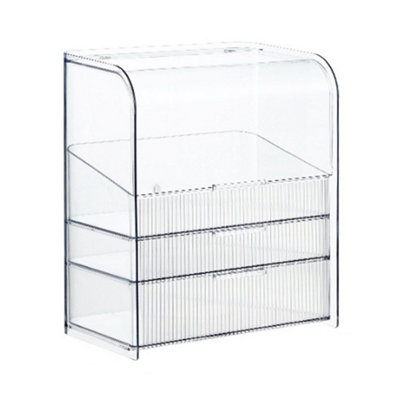 Acrylic 2 Drawers Makeup Organiser Cosmetic Display Cases with Lid for Bathroom