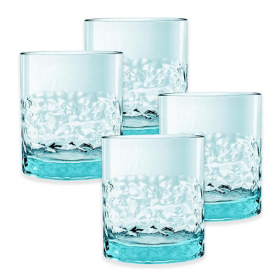 Acrylic Blue Cube Drinking Tumbler - Plastic Picnic Camper Glasses - Set of 6