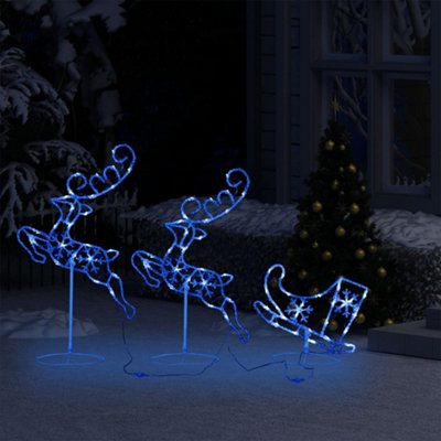 Acrylic Christmas Flying Reindeer&Sleigh 260x21x87cm Blue - 3