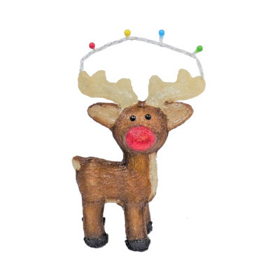 Acrylic LED Reindeer Figure 48 LEDs Cool White 47cm Chasing Antler String Lights