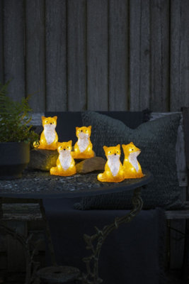 Acrylic light set Sitting Christmas Foxes 5pcs/set, 5x8 white LED, IP44