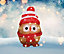 Acrylic Owl Christmas Light Bright White LED Lights Stripe Bobble Hat Scarf 32.5cm