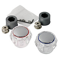 Acrylic Plastic Tap Head Replacement Kit Bathroom Kitchen Hot Cold Pair Tap Tops