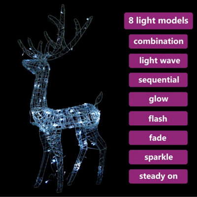 Acrylic Reindeer Christmas Decoration 140 LEDs 120 cm Cold White - 5
